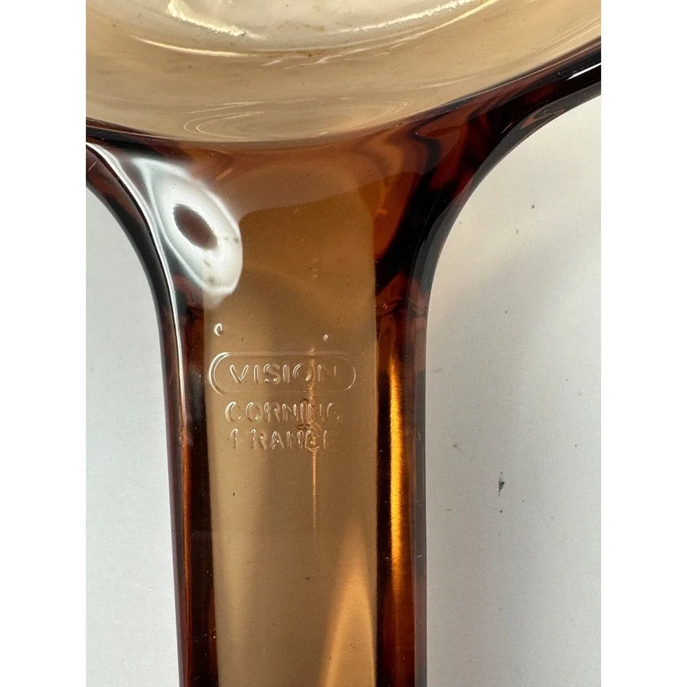 Vintage Corning Visions Amber glass waffle bottom 7